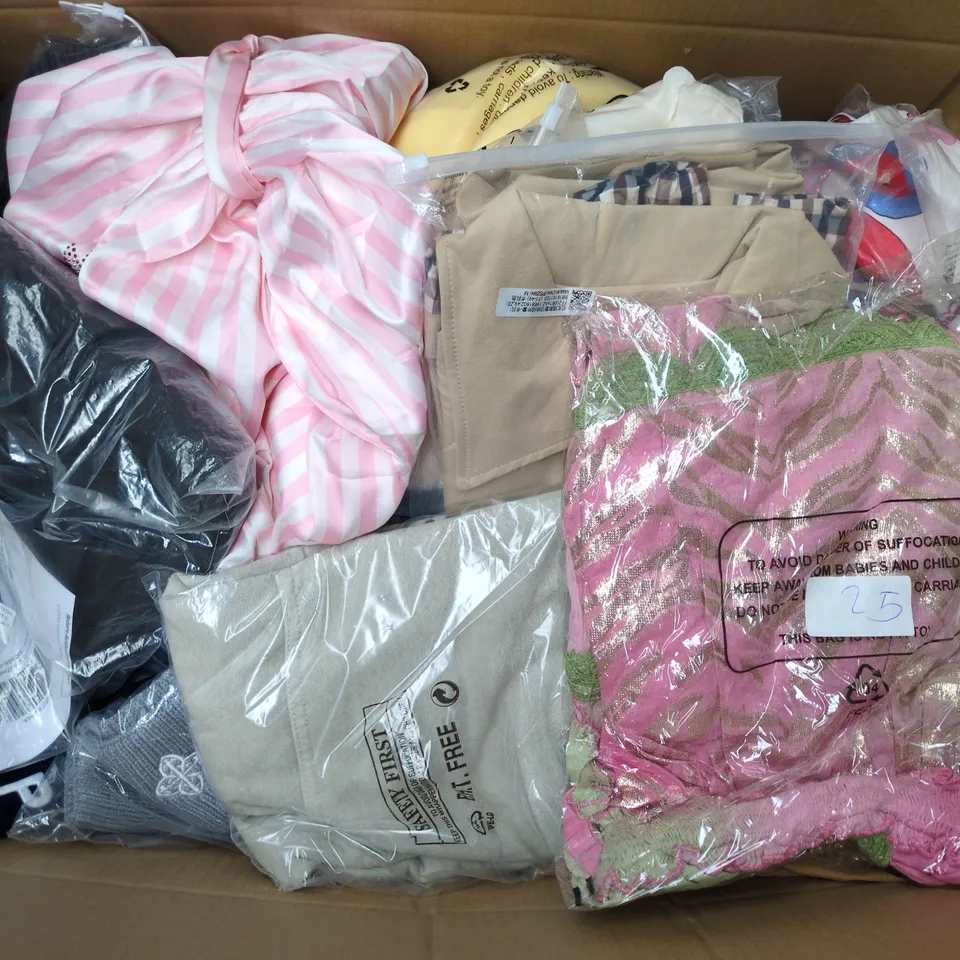 APPROXIMATELY 25 ASSORTED CLOTHING ITEMS IN VARIOUS SIZES, STYLES & COLOURS TO INCLUDE BRANDS SUCH AS PAPA PIA, PULL & BEAR, XPLOSIVE APE, ETC - COLLECTION ONLY