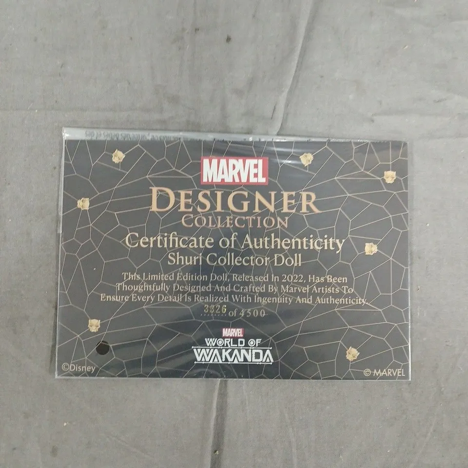 MARVEL DESIGNER COLLECTION WORLD OF WAKANDA LIMITED EDITION SHURI DOLL - 3326 OF 4500