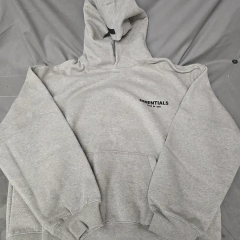 ESSENTIALS FEAR OF GOD HOODIE BACK PRINT HOODIE IN GREY - LARGE