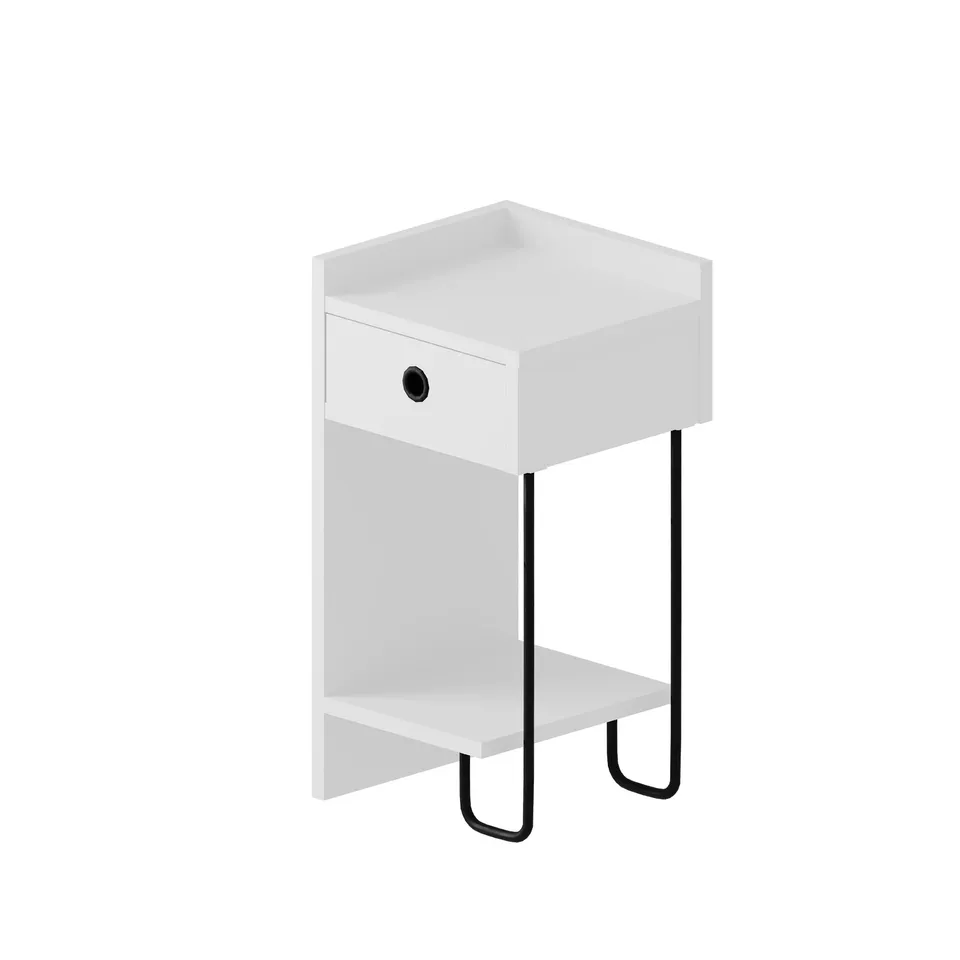 BOXED SIRIUS MODERN STYLISH BEDSIDE TABLE IN WHITE