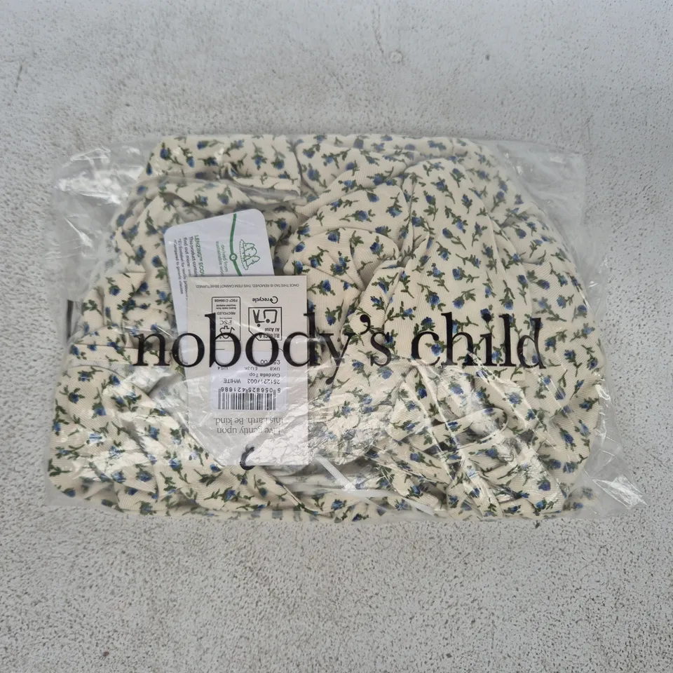 BAGGED NOBODY'S CHILD CORDELIA TOP IN WHITE SIZE UK 8