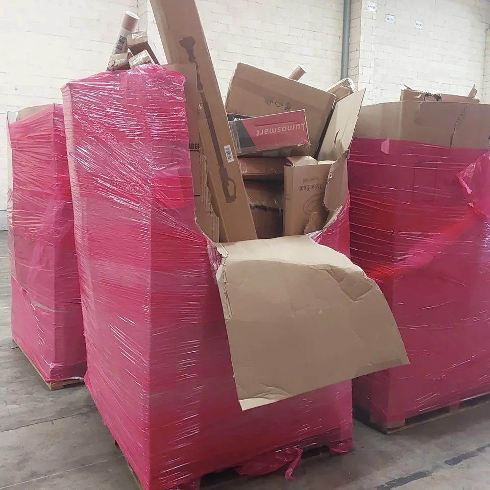 PALLET OF ASSORTED ITEMS INCLUDING: CEILING FAN, OFFICE CHAIR, WINDOW REGULATOR, TOILET SEAT ECT