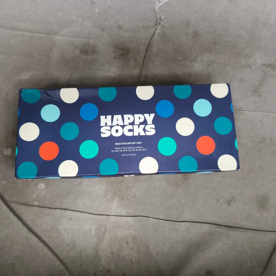 HAPPY SOCKS MULTICOLOR GIFT SET – 4 PAIRS ADULT CREW SOCKS (BOXED)