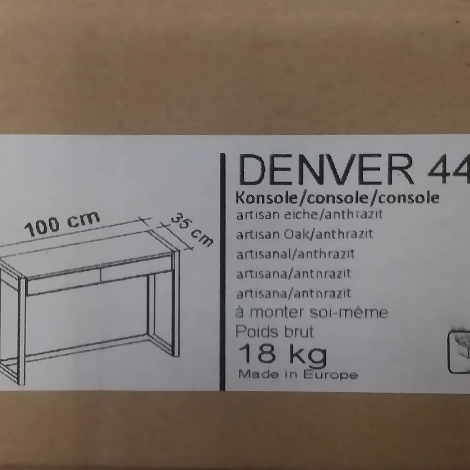 BOXED DESIGNER DENVER 44 CONSOLE TABLE IN ARTISAN OAK - H 75 X W 100 X D 35