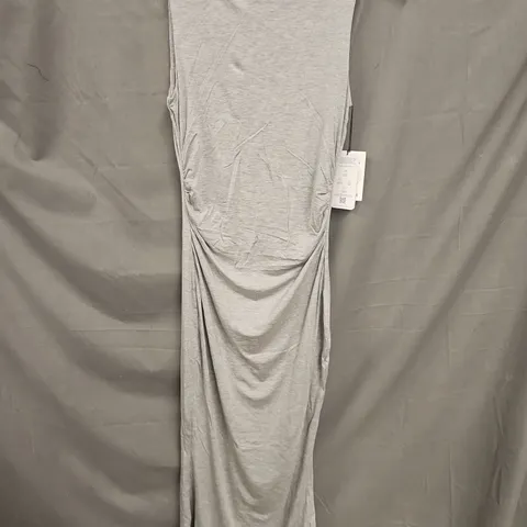 TALA 365 RUCHED SIDE BOAT NECK MAXI DRESS IN GREY MARL - LARGE