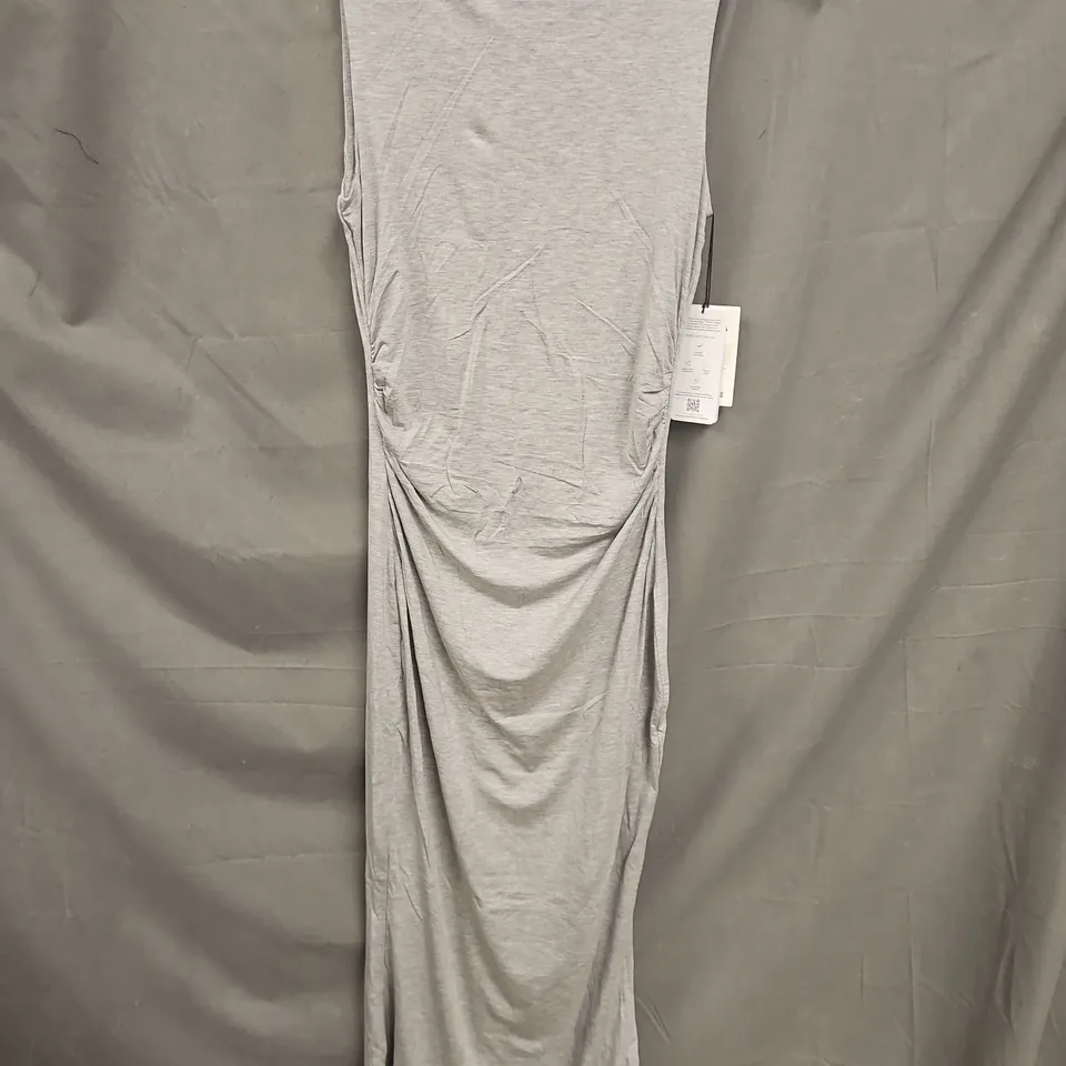 TALA 365 RUCHED SIDE BOAT NECK MAXI DRESS IN GREY MARL - LARGE