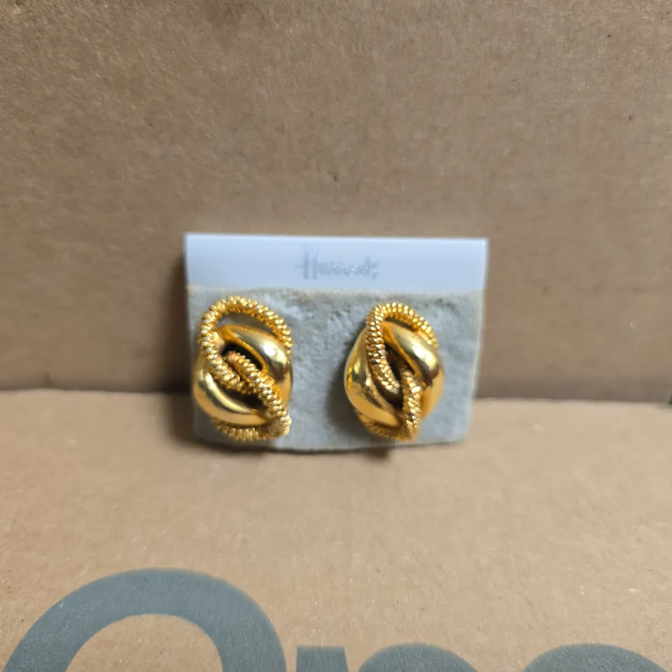 GOLD TONE KNOTTED CUFFLINKS ON HARRODS BRANDED CARD