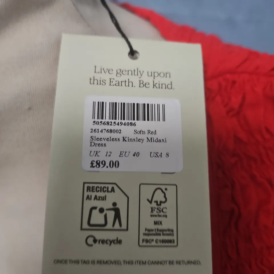 NOBODYS CHILD SLEEVELESS KINSLEY MIDAXI DRESS IN RED - UK 12