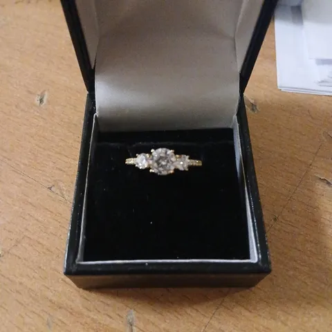 DIAMONIQUE 1.36CT TRILOGY STONE RING 9CT GOLD 