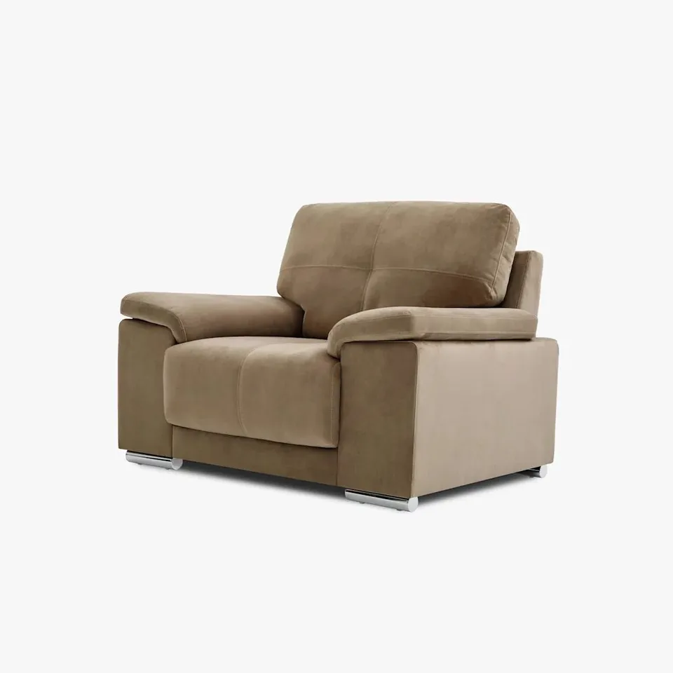 BOXED KANSAS ARMCHAIR, BEIGE CLASSIC VELVET 