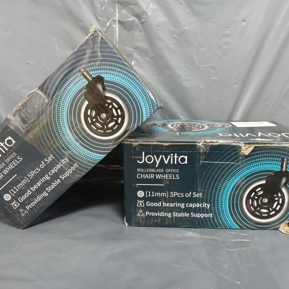 SET OF 2 BOXES TO CONTAIN JOYVITA 11MM ROLLERBLADE OFFICE CHAIR WHEELS (5 PER BOX)