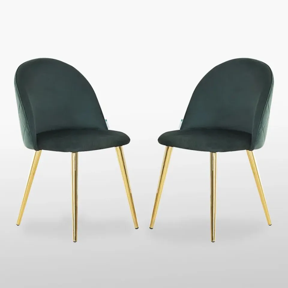 BOXED HEAVENER MODERN VELVET DINING CHAIRS - ERGONOMIC UPHOLSTERED CURVED BACKS WITH SOLID WOODEN LEGS 