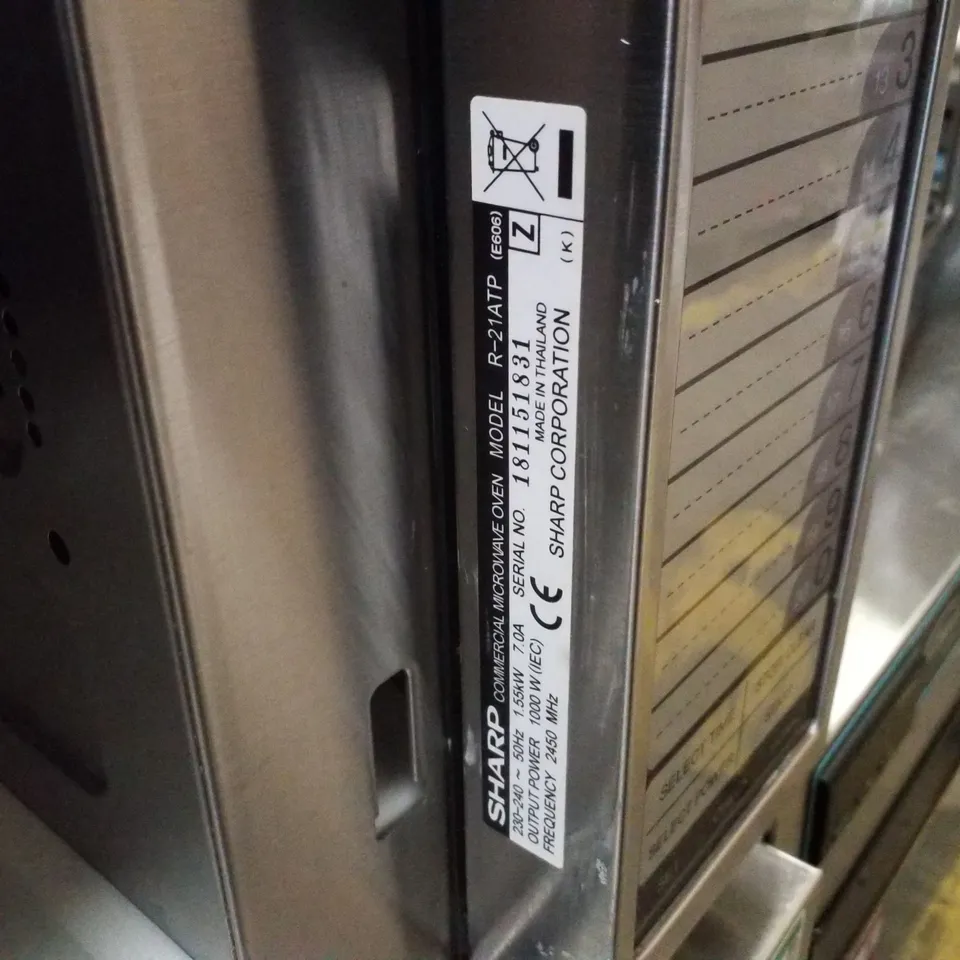 SHARP R21ATP STAINLESS STEEL COMMERCIAL MICROWAVE 1000 WATTS 28L