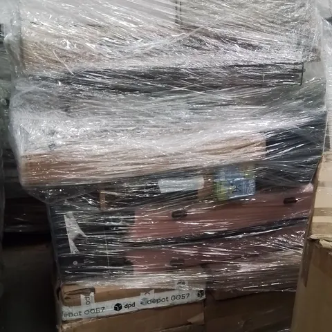PALLET OF ASSORTED HOUSEHOLD GOODS AND PRODUCTS TO INCLUDE;GYM MAT,PARASOL BASE,FAN,WOODEN BOWLING SET,SUITCASE