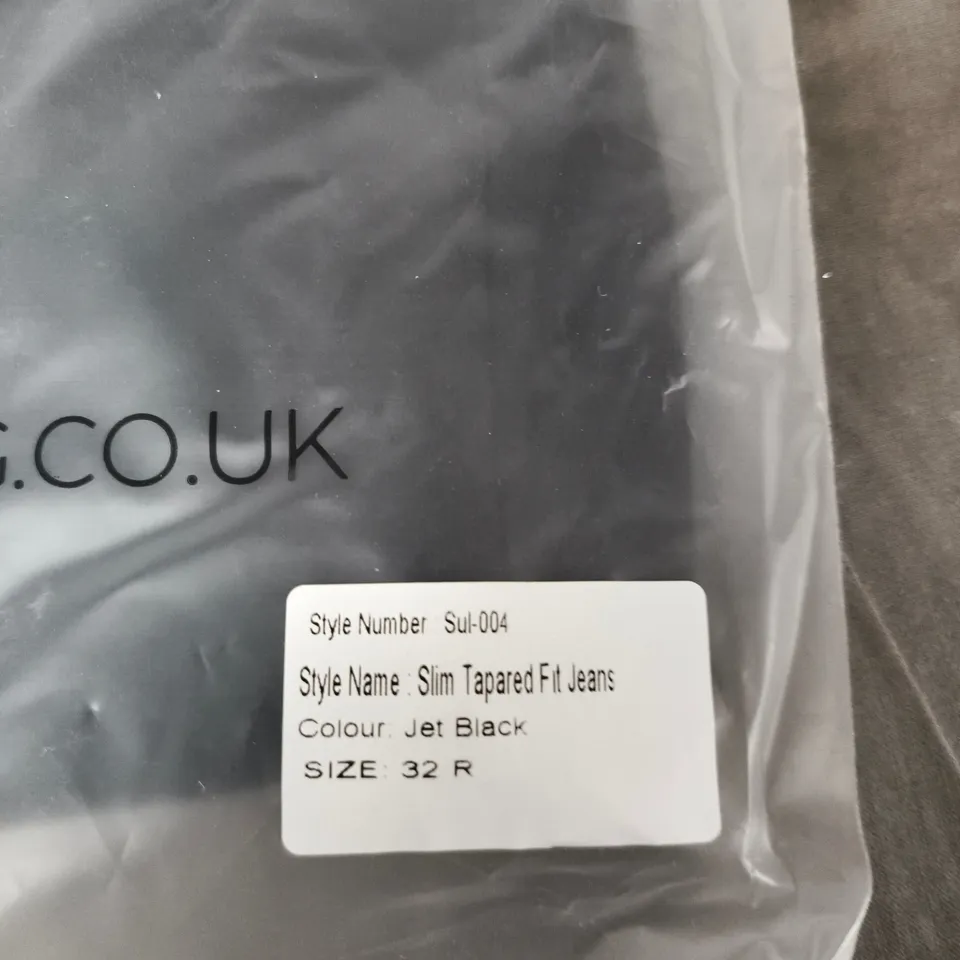 SULFIT SLIM TAPERED FIT JEANS – JET BLACK, UK 32R (ORIGINAL: 32 R)