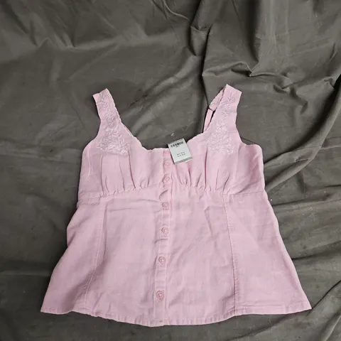 HOLLISTER LINEN BLEND TOP IN PINK SIZE S