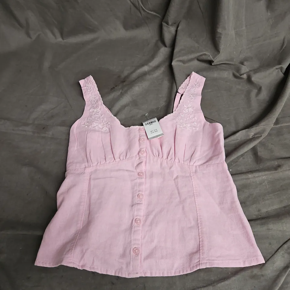 HOLLISTER LINEN BLEND TOP IN PINK SIZE S