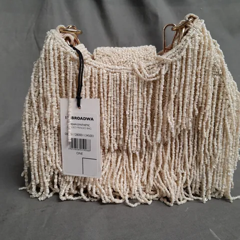 DUNE CREAM SYNTHETIC DEADED FRINGED BAG 