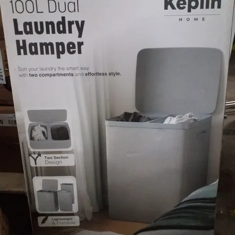 BOXED KEPLIN 100L DUAL LAUNDRY HAMPER