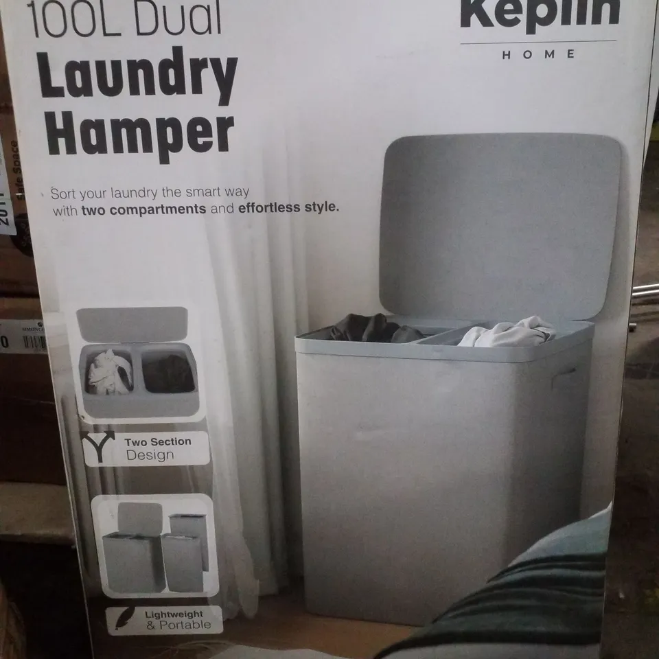 BOXED KEPLIN 100L DUAL LAUNDRY HAMPER