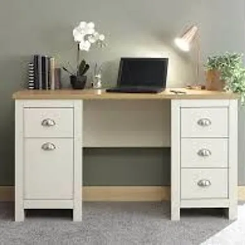 BOXED GFW LANCASTER 4 DRAWER STUDY DESK CREAM (2 BOXES)