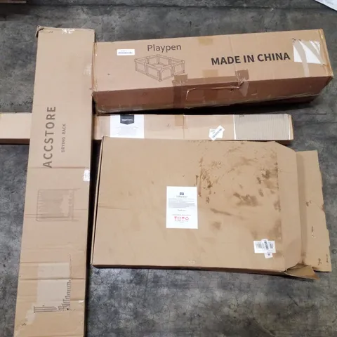 PALLET OF ASSORTED PRODUCTS INCLUDING DRYING RACK, PLAYPEN, A3 PICTURE FRAMES, SHOWER CURTAIN TENSION ROD