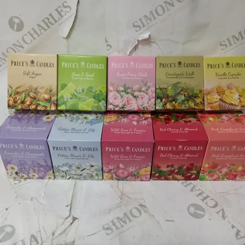 PRICE'S CANDLES 10 DIFFERENT SECNTED CANDLES