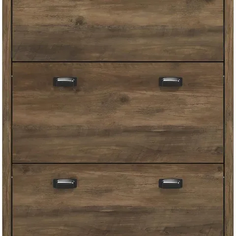 BOXED 3 DOOR SHOE CABINET - KNOTTY OAK (1 BOX)