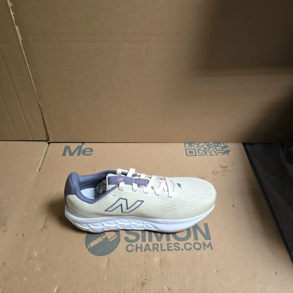 NEW BALANCE FRESH FOAM 520 RUNNING SHOES - BEIGE/PURPLE - UK SIZE 6 