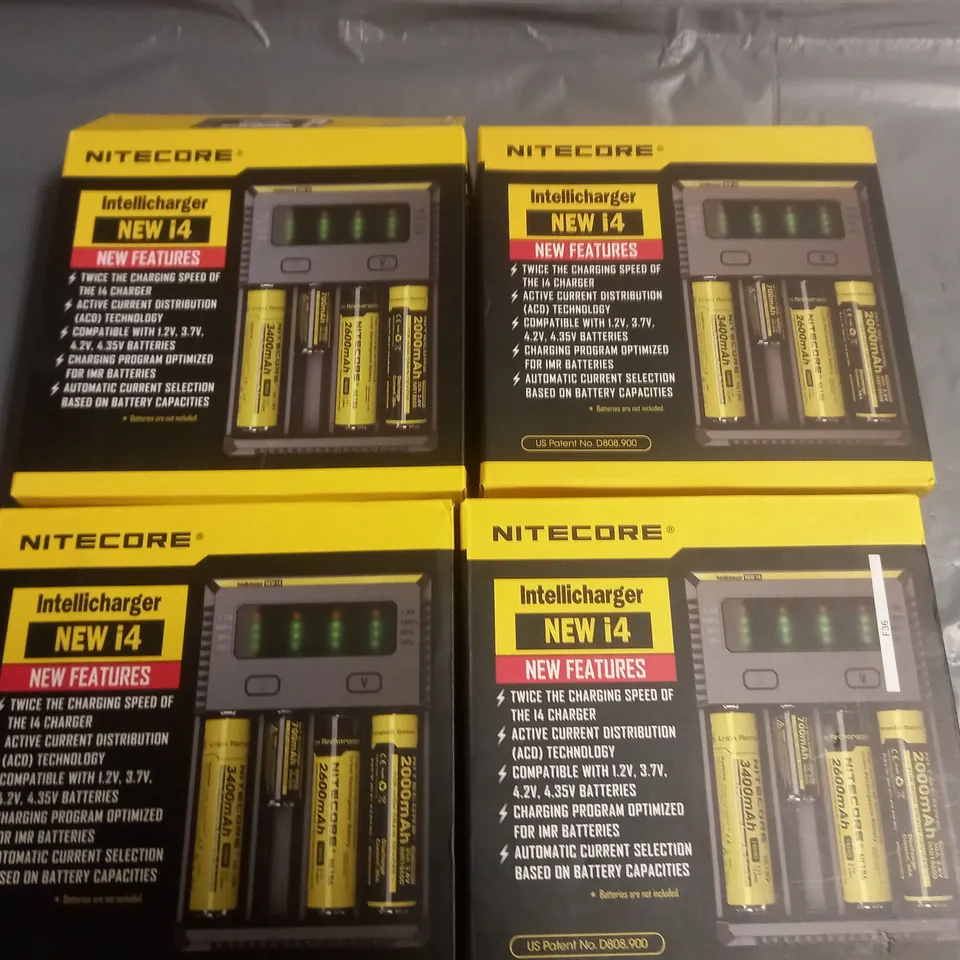 LOT OF 4 NITECORE NEW I4 INTELLICHARGERS