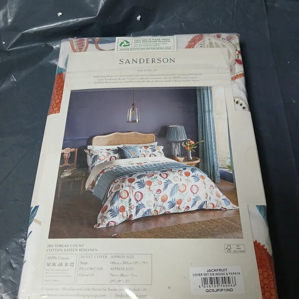 SANDERSON JACKFRUIT DUVET COVER SET – SINGLE, 200 THREAD COUNT COTTON SATEEN, INCLUDES OXFORD PILLOWCASE