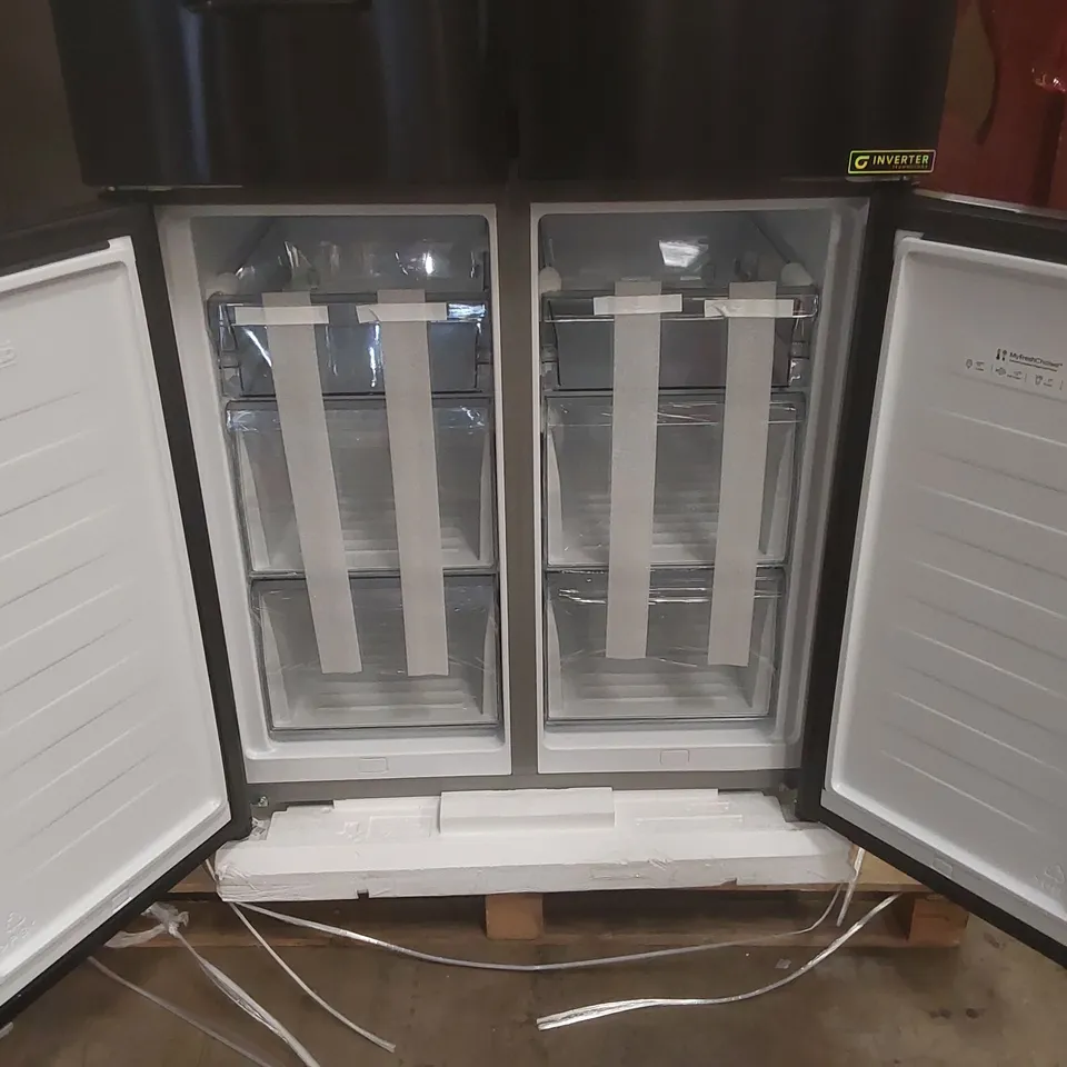 HISENSE PUREFLAT INFINITE RQ5P470SMFE WIFI CONNECTED TOTAL NO FROST MULTI-DOOR AMERICAN FRIDGE FREEZER - BLACK / STAINLESS STEEL - E RATED