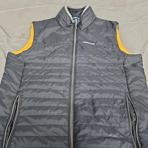 CRAGHOPPERS QUILTED GILET – BLACK WITH ORANGE STRIPES SIZE M