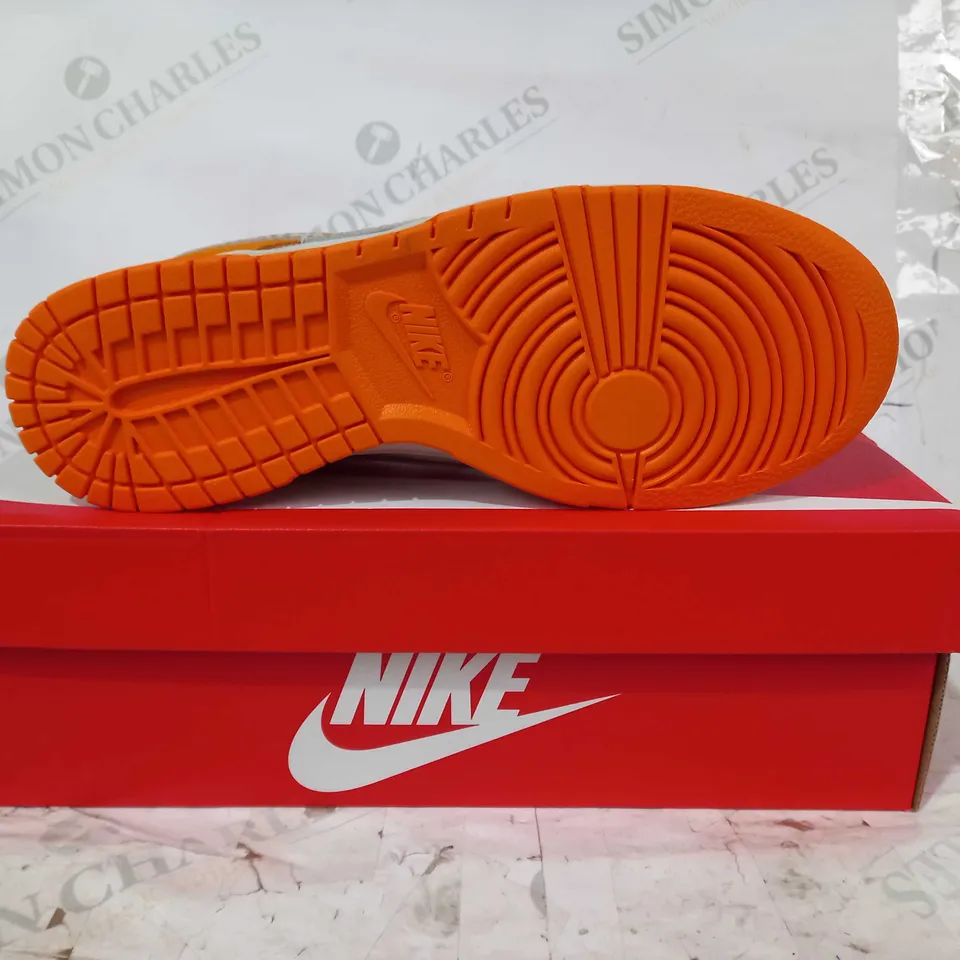 BOXED PAIR OF NIKE DUNK LOW AS SHOES IN ORANGE/WHITE UK SIZE 7