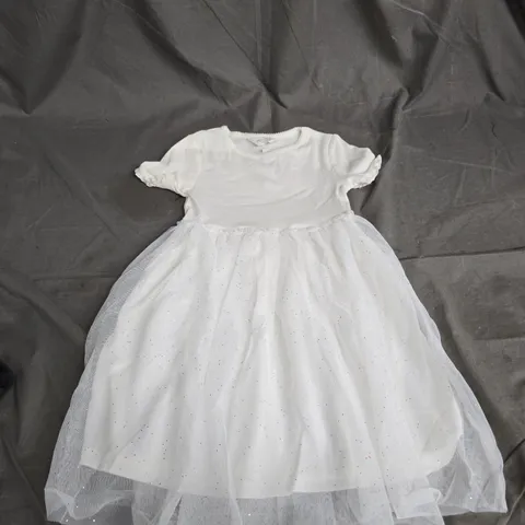 WHITE BABY DRESS WITH TULLE OVERLAY