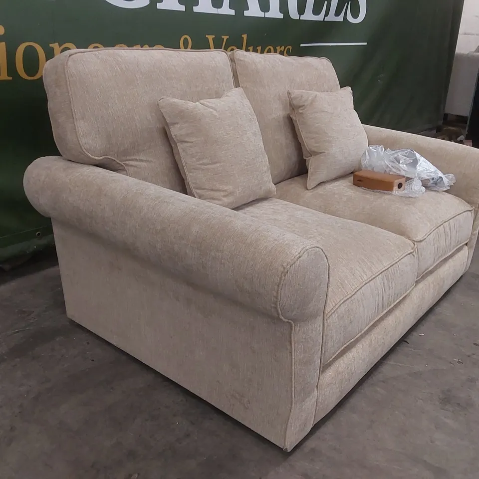 QUALITY DESIGNER WILLIAM FABRIC UPHOLSTERED 2 SEATER SOFA