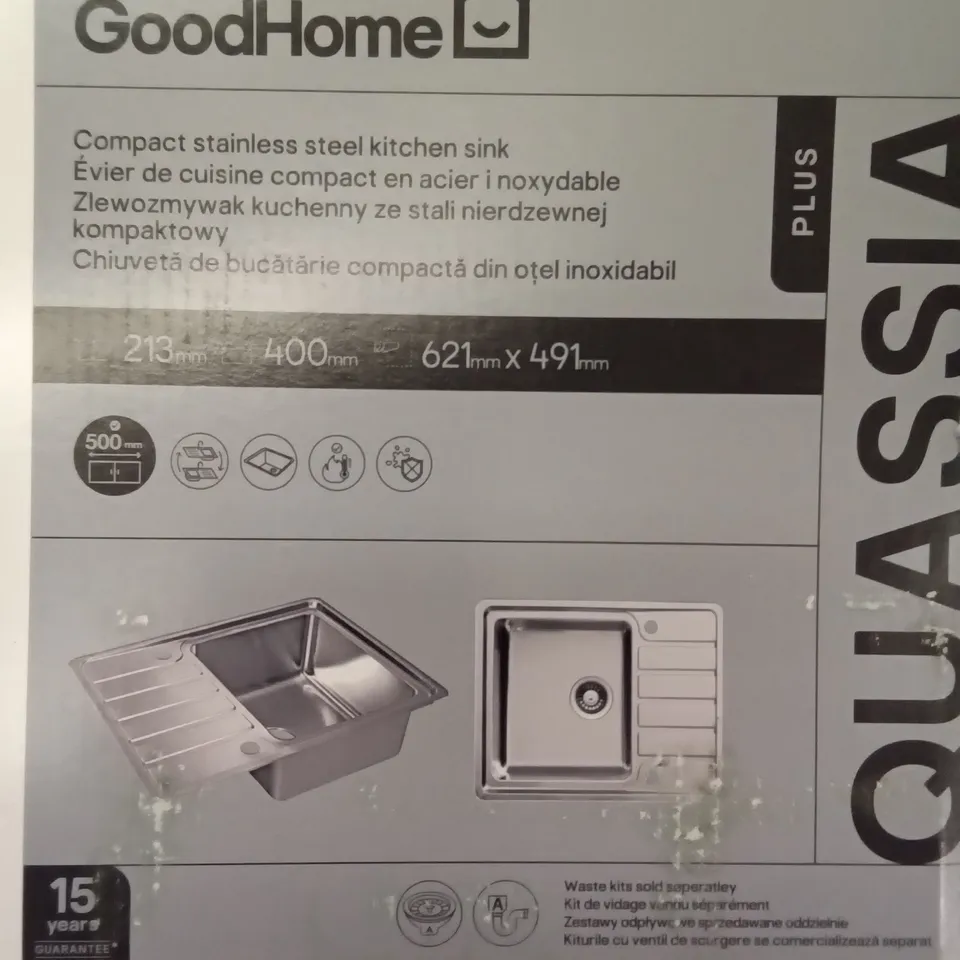 BOXED GOODHOME COMPACT STAINLESS STEEL KITCHEN SINK 