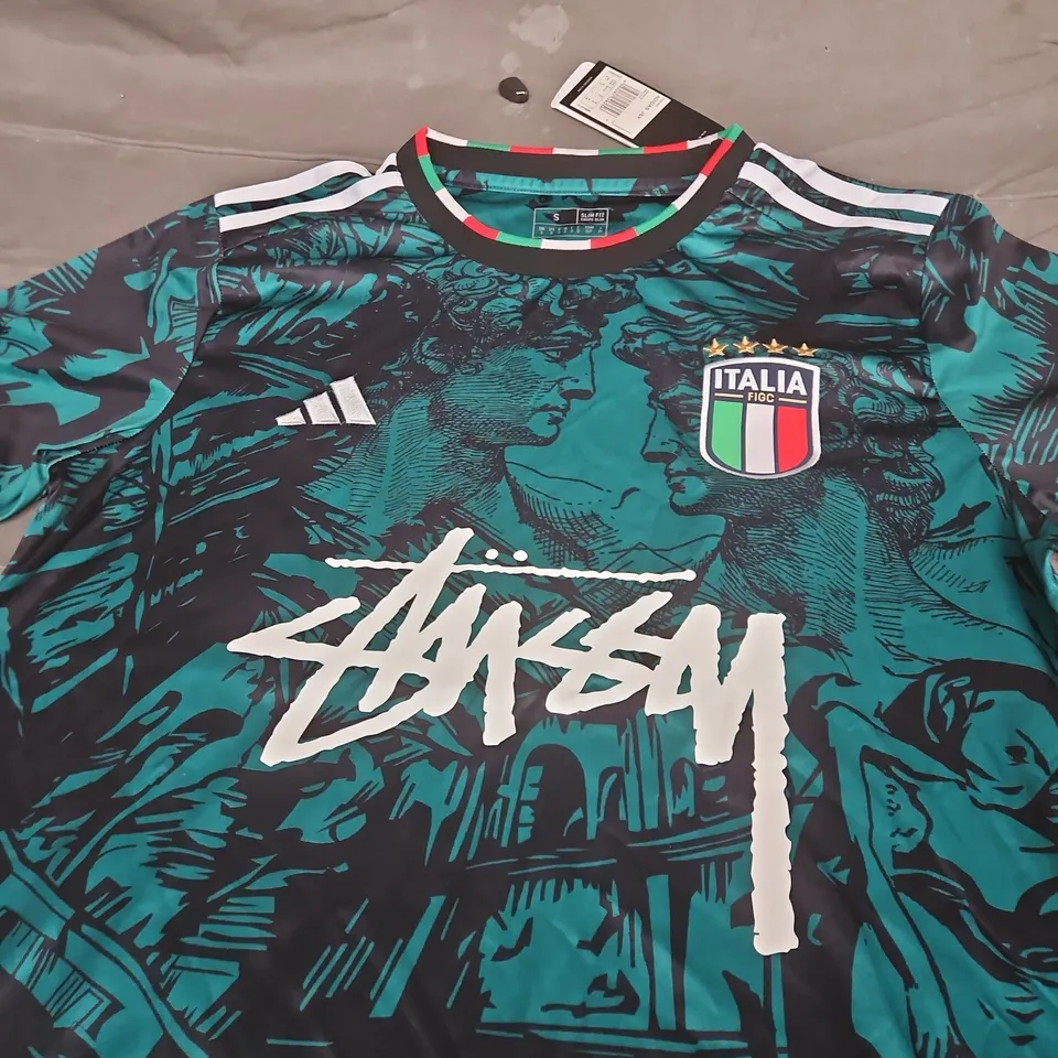 ADIDAS ITALY NATIONAL TEAM FOOTBALL JERSEY – STÜSSY GRAPHIC - SIZE SMALL