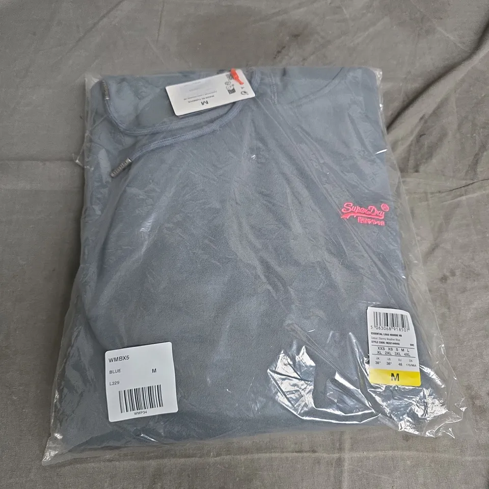 SUPERDRY BLUE SWEATSHIRT – EMBROIDERED LOGO, SIZE M (UK)