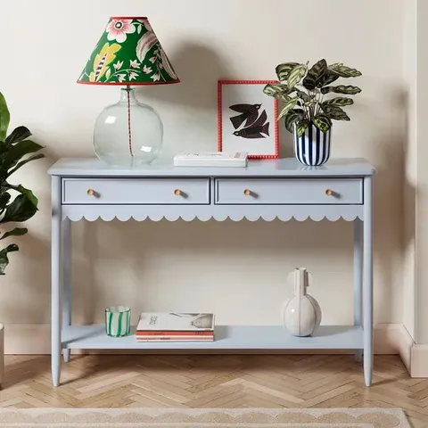BOXED REMI SCALLOPED CONSOLE TABLE - AIR BLUE (1 BOX)