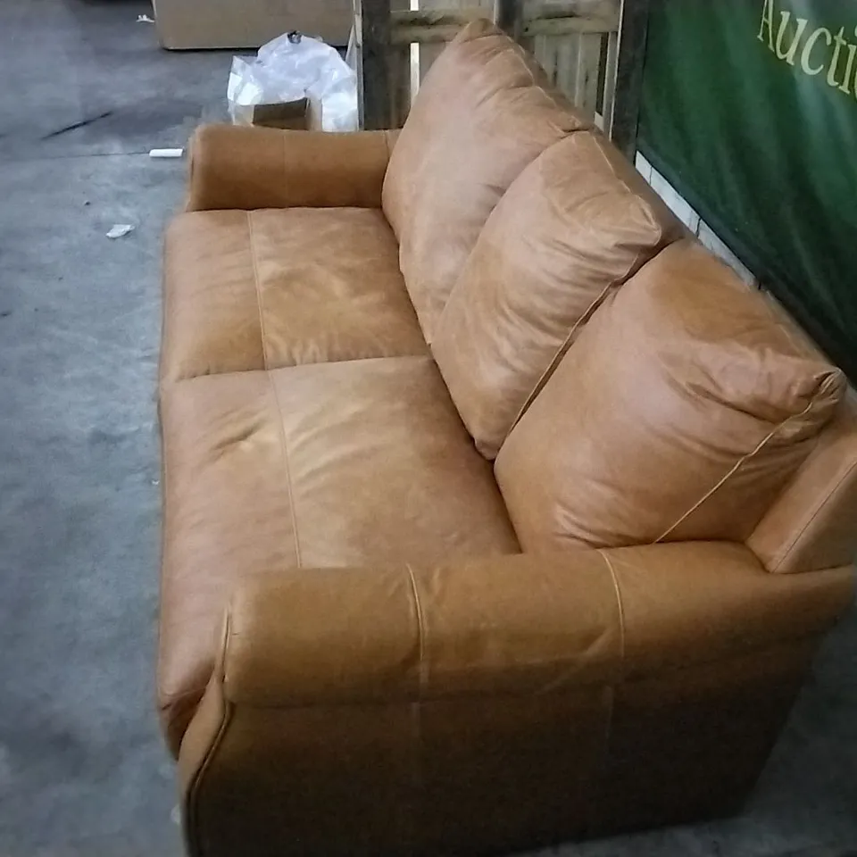 QUALITY 3 SEATER RUST LEATHER SOFA 