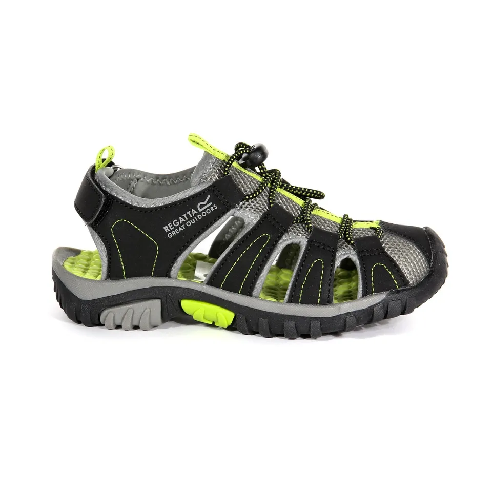 REGATTA WESTSHORE JUNIOR BLACK LIME GREEN SANDALS  SIZE CHILDS 13
