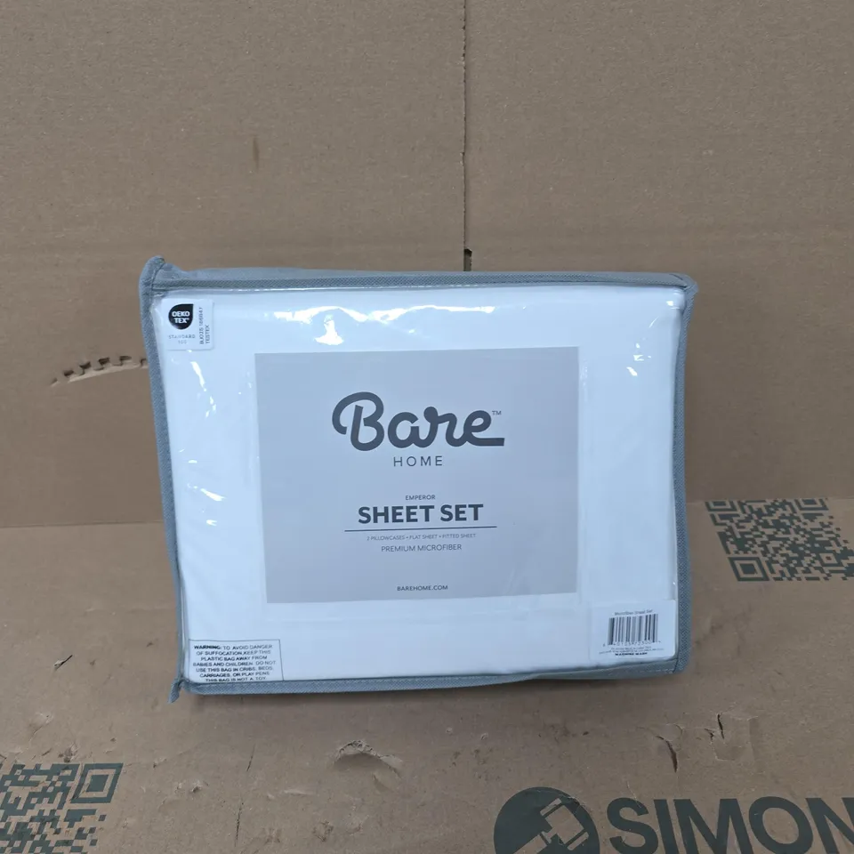 BARE HOME SHEET SET – EMPEROR (2 PILLOWCASES, FLAT SHEET & FITTED SHEET)