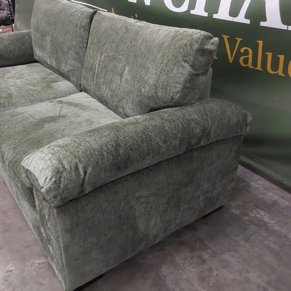 SALERNO STANDARD BACK 3 SEATER FABRIC SOFA - GREEN  RRP £599