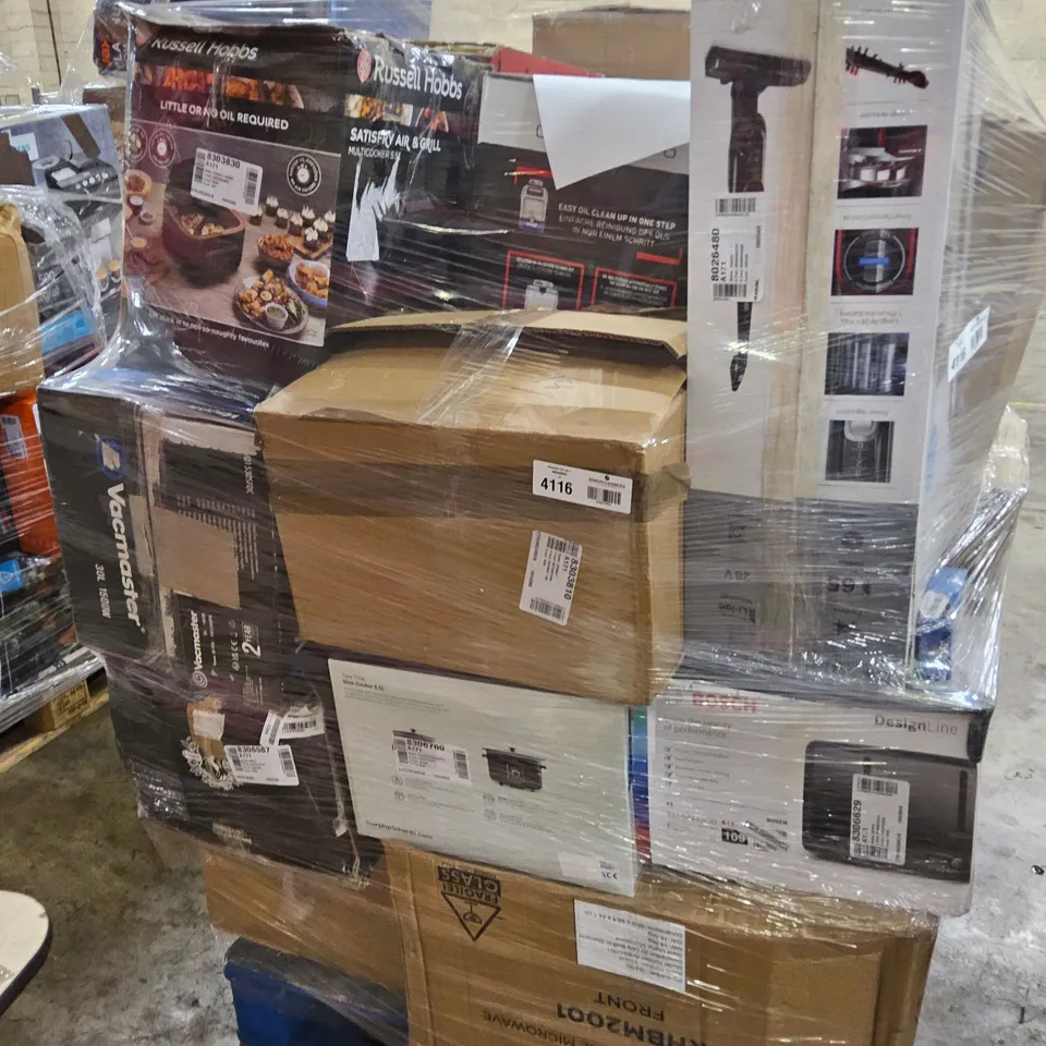PALLET OF APPROXIMATELY 25 UNPROCESSED RAW RETURN HOUSEHOLD AND ELECTRICAL GOODS TO INCLUDE;