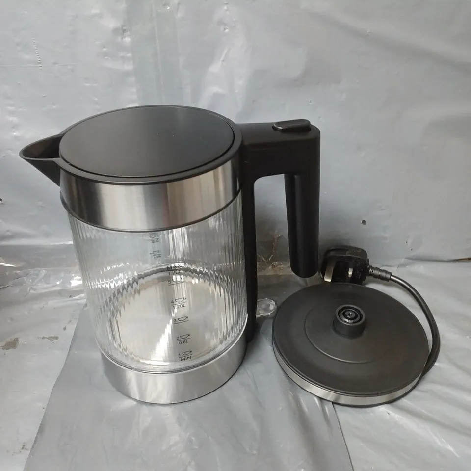 BOXED FAST BOIL RIBBED GLASS KETTLE
