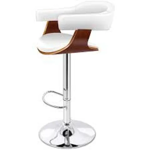 BOXED ALFORDSON 1X BAR STOOL JOAN KITCHEN SWIVEL CHAIR WOODEN LEATHER GAS LIFT IN WHITE (1 BOX)