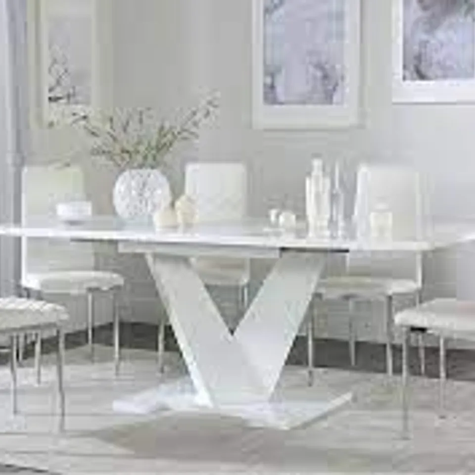BOXED TURIN EXTENDING DINING TABL IN WHITE GLOSS - 160 _200 CM ( COMPLETE BOXES) 