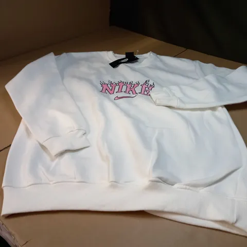 NIKE WHITE/LOGO CREW NECK SWEATER - 2XL