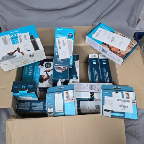 LOT OF APPROXIMATELY 16 ASSORTED HOMEDICS ITEMS TO INCLUDE UNIVERSAL CONTROLLERS AND MYTI MASSAGERS